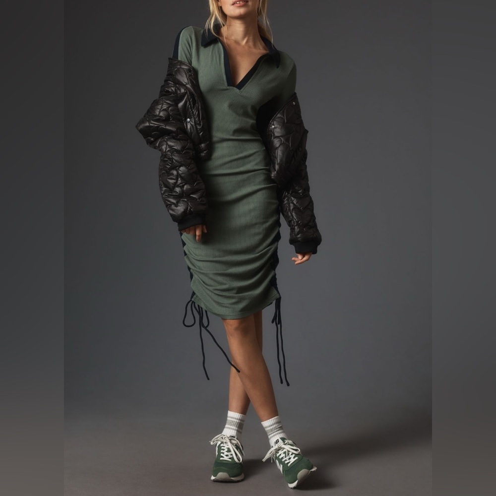 Anthropologie Olive Dress with Black Jacket
